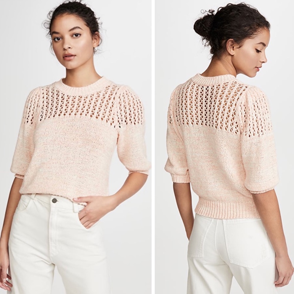 NWT Joie Una Chunky Knit Puff Sleeve Sweater